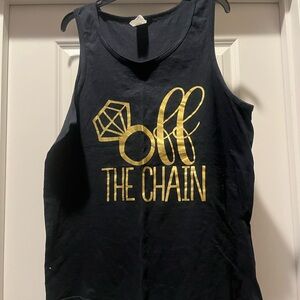 Gildan Black Tank Top with Gold Print